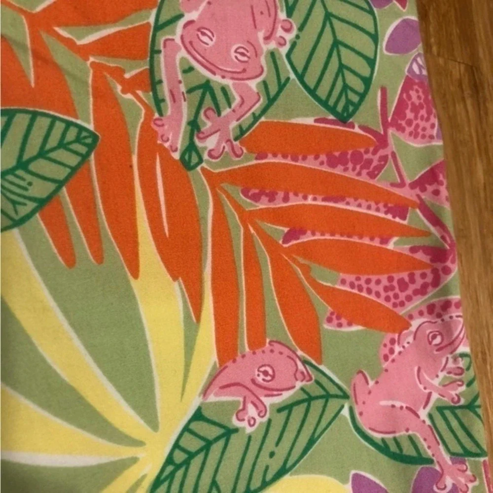 Vintage White Tag Lilly Pulitzer girls SZ 8 Bottoms Up frog print‎ cotton pants